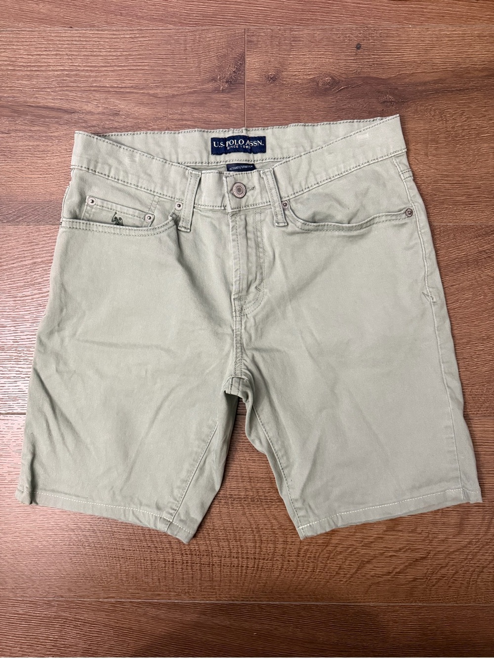 U.S. Polo Assn. Activate Stretch Flat Front Chino Shorts Olive Green Men’s 30